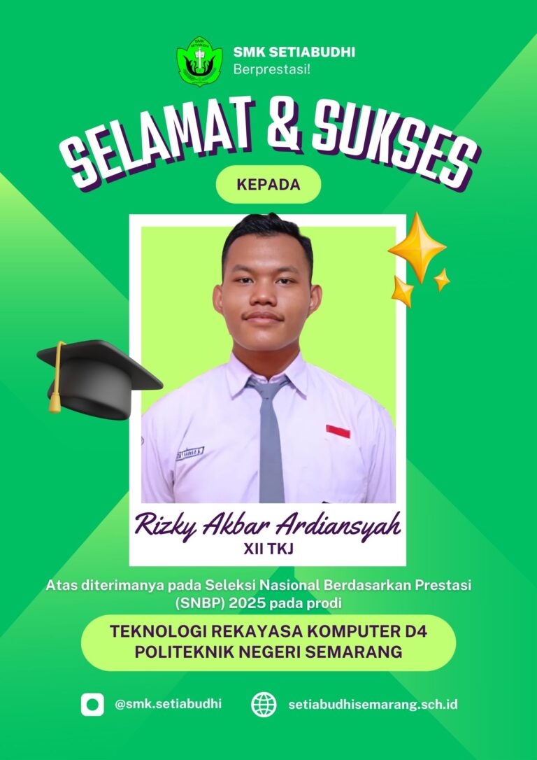 Poster ucapan selamat kepada Rizky atas diterimanya pada SNBP